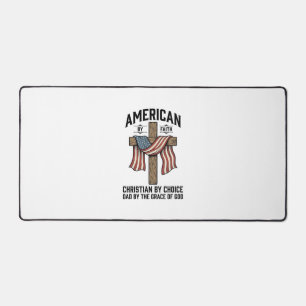 American by Faith Christian Dad Patriotic Cross Sh Desk Mat