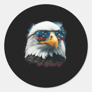 American Byld Eagle Usa Flag Shirt 4th Of July Eag Classic Round Sticker
