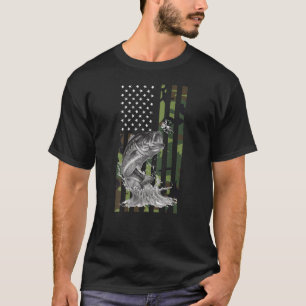 American Camo Bass Fishing Designs For Men Funny O T-Shirt