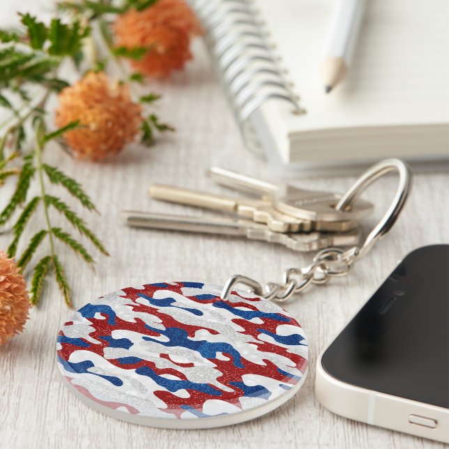 American Camo July 4th Glitter Keychain (Front Right)