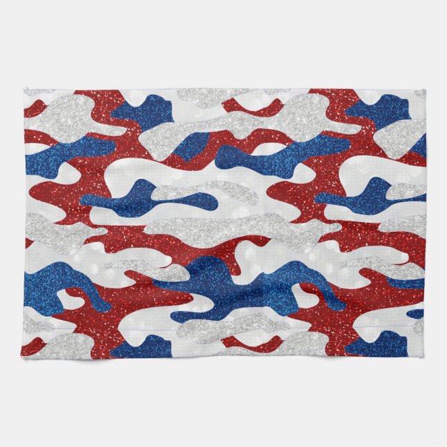 American Camo July 4th Glitter Kitchen Towel (Horizontal)