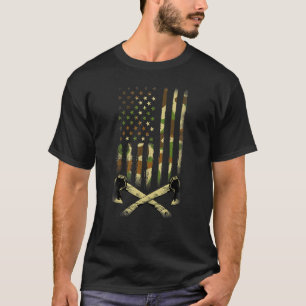 American Camouflage Throwing Axes US Flag Axe Thr T-Shirt