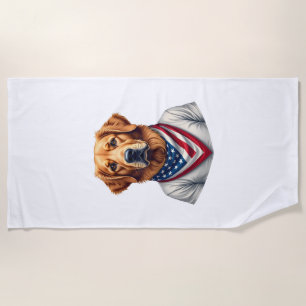 American Canine Golden Retriever Vintage Tee Beach Towel