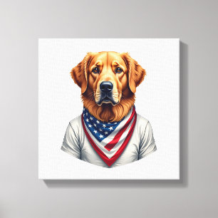 American Canine Golden Retriever Vintage Tee Canvas Print