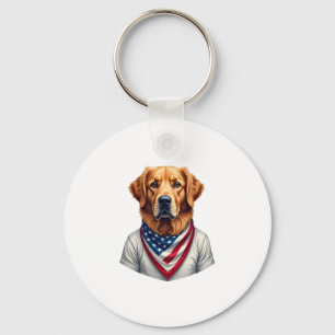 American Canine Golden Retriever Vintage Tee Keychain