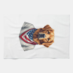 American Canine Golden Retriever Vintage Tee Kitchen Towel