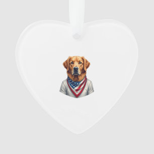 American Canine Golden Retriever Vintage Tee Ornament