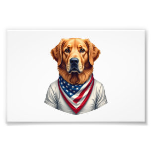 American Canine Golden Retriever Vintage Tee Photo Print