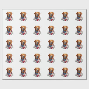 American Canine Golden Retriever Vintage Tee Wrapping Paper