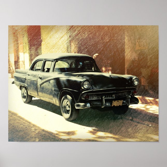 American car in Havana, Cuba art poster (Front)