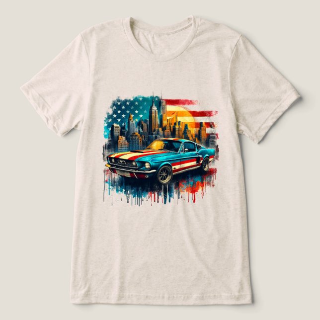 American car Tri-Blend shirt (Design Front)