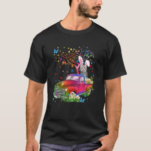 American Cat Bunny Truck Hunting Eggs Tree Easter T-Shirt