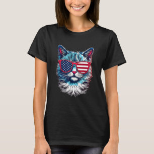American Cat Sunglasses USA Flag 4th of July Cat G T-Shirt