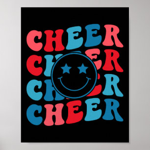 American Cheer Girl Cheerleading Retro Groovy Chee Poster