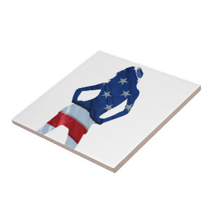 American cheerleader on any colour tile