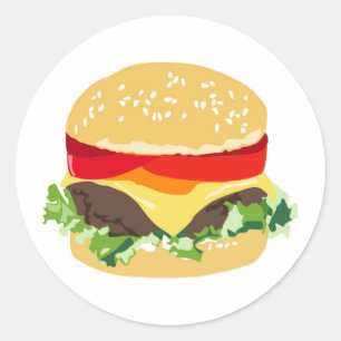 American cheeseburger classic round sticker