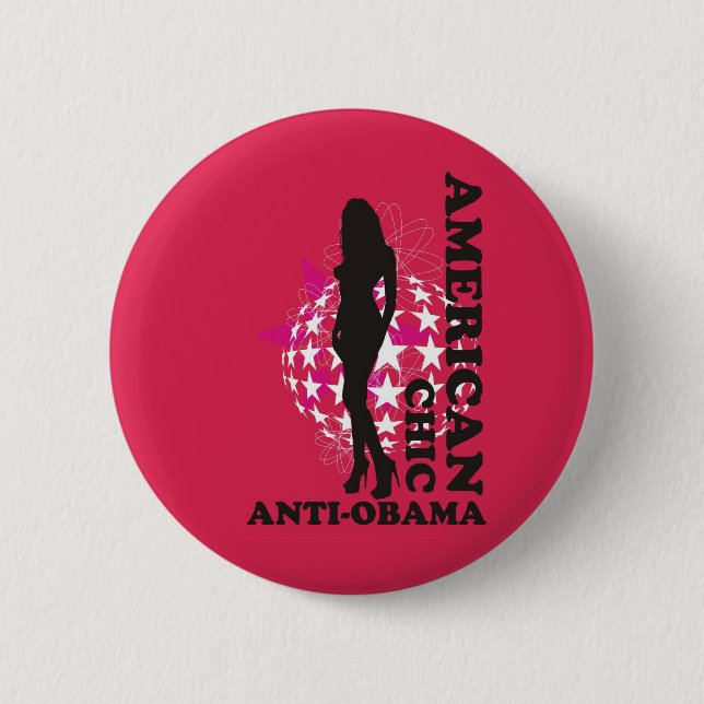 AMERICAN CHIC - ANTI OBAMA - 001 2 INCH ROUND BUTTON (Front)
