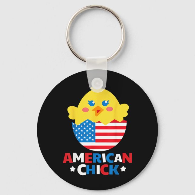 American Chick Funny 4th Of July Independence Day Keychain (Front)