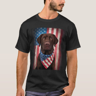 American Chocolate Labrador American Flag 4th of J T-Shirt