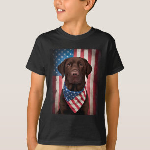 American Chocolate Labrador American Flag 4th Of J T-Shirt