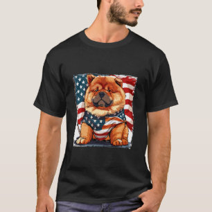 American Chow Chow Dog Mascot USA Flag T-Shirt