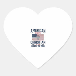 American Christian Flag Cross Vintage Shirt Heart Sticker