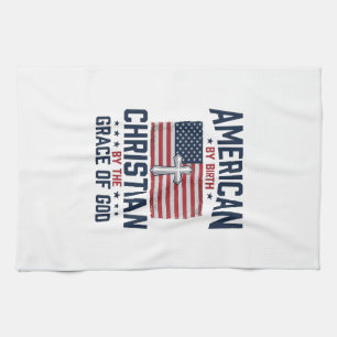 American Christian Flag Cross Vintage Shirt Kitchen Towel