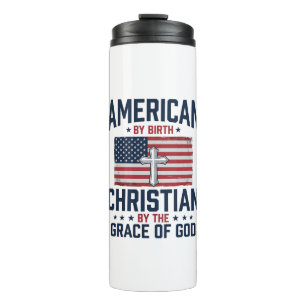 American Christian Flag Cross Vintage Shirt Thermal Tumbler