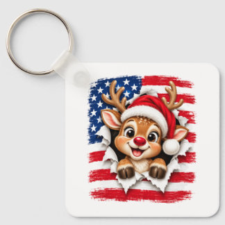 American Christmas Reindeer Keychain