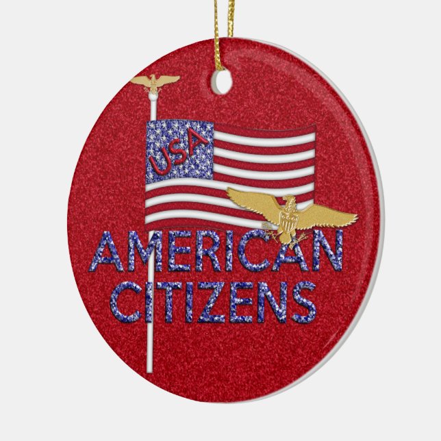 American Citizen Glittered Ceramic Ornament (Left)