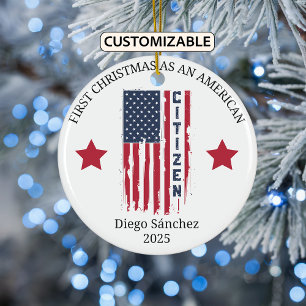 American Citizen Ornament, US Citizenship Ceramic Ornament