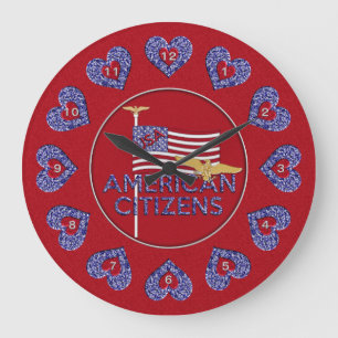 American Citizens Round Wall Clock RED