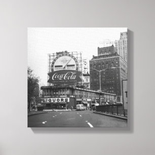 American city with commercial billboards canvas print