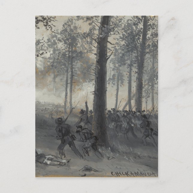 American Civil War Battle of Chickamauga by Waud Postcard (Front)