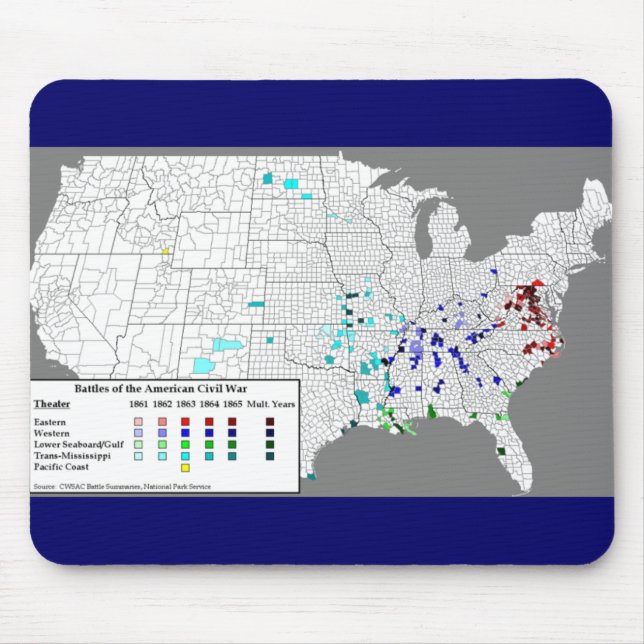 American Civil War Battles Map Mouse Pad (Front)