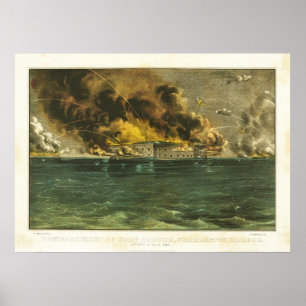 American Civil War Bombardment of Fort Sumter 1861 Poster