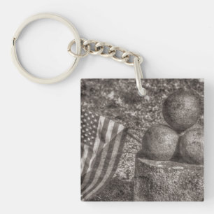 American Civil War Cannon Balls Vintage Keychain