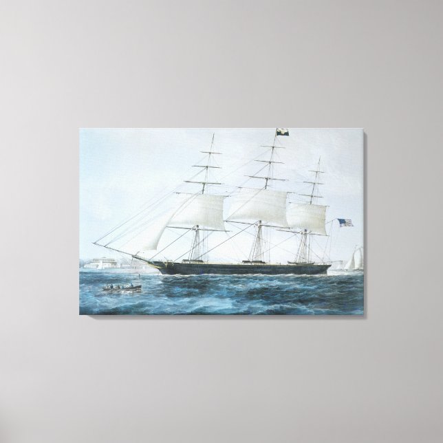 American Clipper Ship Nightingale at New York Canvas Print (Front)