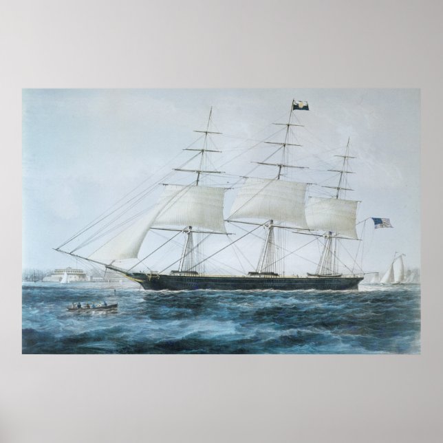 American Clipper Ship Nightingale at New York Poster (Front)