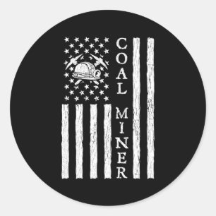 American Coal Miner Usa Flag Mining Miner For Classic Round Sticker