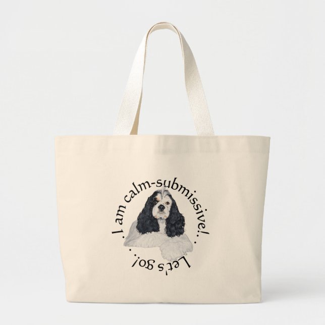 American Cocker Spaniel Calm Submissive Large Tote Bag (Front)
