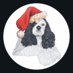 American Cocker Spaniel Christmas Classic Round Sticker<br><div class="desc">This design is created from my original artwork. Come visit our Shop to see all of my designs on clothing, novelty and gift items! To see this design on ALL of our products please scroll on this product's page to click on the option to Transfer this Design to Other Products,...</div>