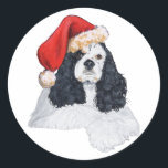 American Cocker Spaniel Christmas Classic Round Sticker<br><div class="desc">This design is created from my original artwork. Come visit our Shop to see all of my designs on clothing, novelty and gift items! To see this design on ALL of our products please scroll on this product's page to click on the option to Transfer this Design to Other Products,...</div>