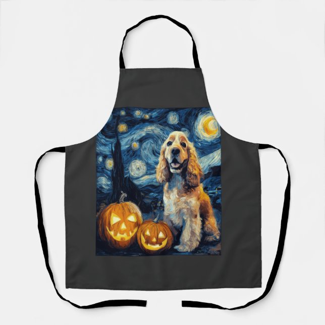 American Cocker Spaniel Cute Dog Halloween Jack O  Apron (Front)