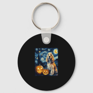 American Cocker Spaniel Cute Dog Halloween Jack O  Keychain