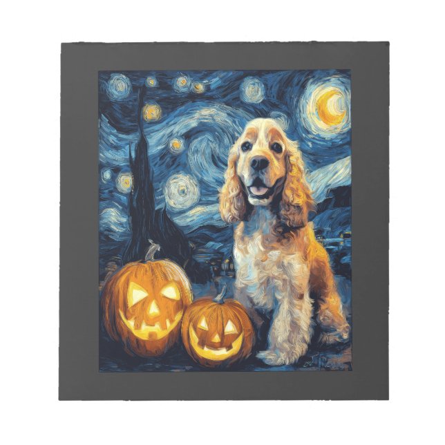 American Cocker Spaniel Cute Dog Halloween Jack O  Notepad (Front)