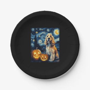 American Cocker Spaniel Cute Dog Halloween Jack O  Paper Plate