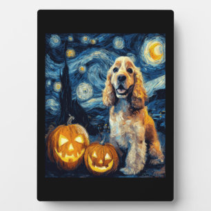 American Cocker Spaniel Cute Dog Halloween Jack O  Plaque