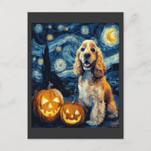 American Cocker Spaniel Cute Dog Halloween Jack O Postcard