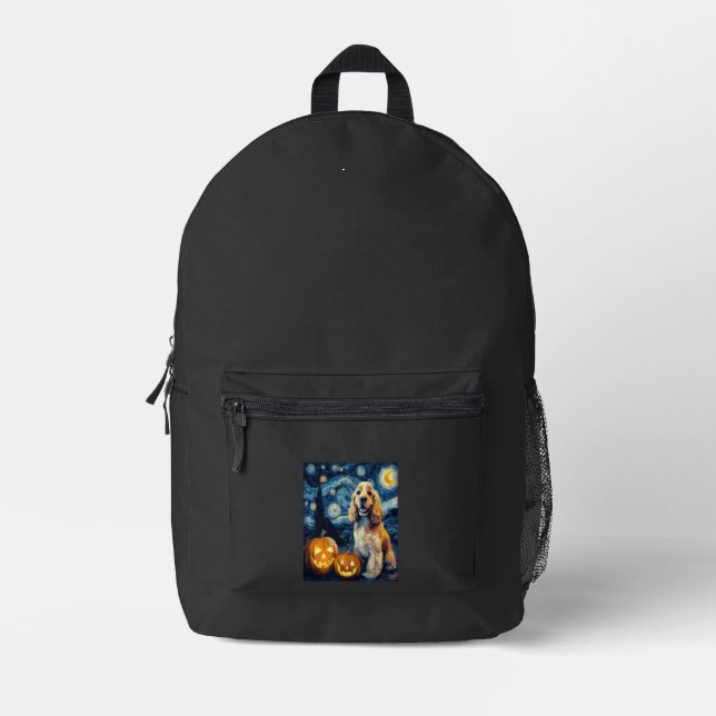 American Cocker Spaniel Cute Dog Halloween Jack O  Printed Backpack (Front)